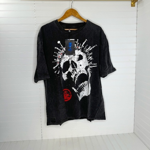 NEW Authentic Hell Star Los Angeles Oversized Small Skull T Shirt - Picture 1 of 12